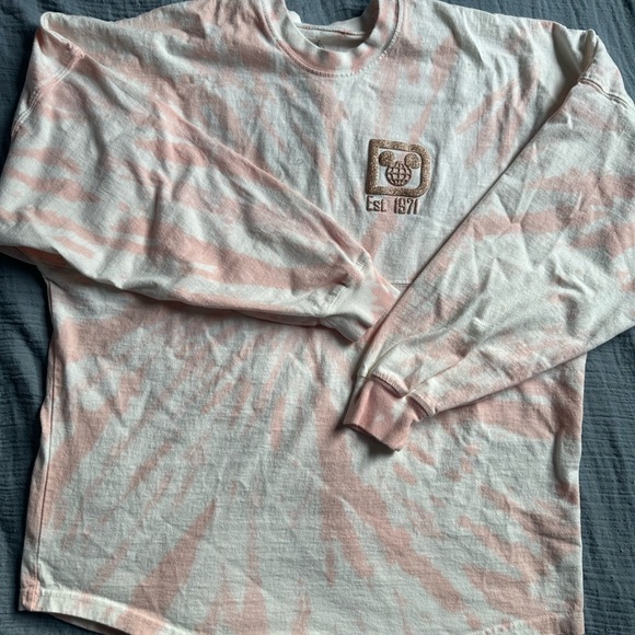 Pink Tie-Dye Disney World Spirit Jersey w/ rose gold puff ink lettering Small - Picture 2 of 8